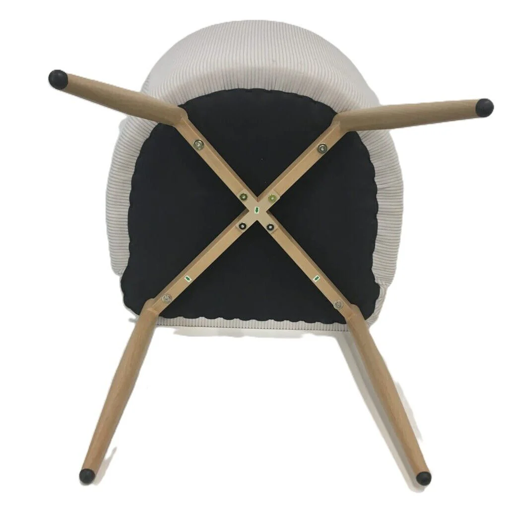 Ex-Display White Velvet Corduroy Kitchen Dining Chair Wooden Legs NEW - Image 9