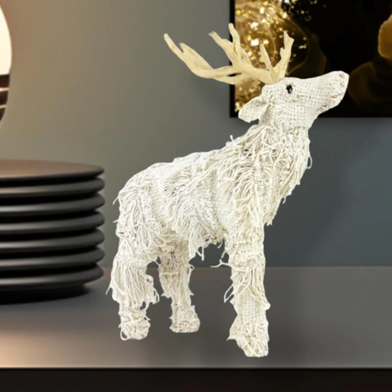 Handmade Comet Frilled Reindeer Decor Elegant Wire Paper Pulp Fabric Artistic Piece NEW - Image 2