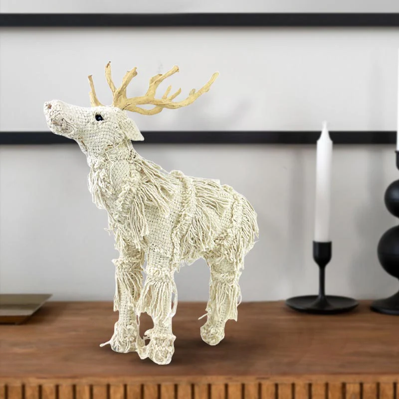 Handmade Comet Frilled Reindeer Decor Elegant Wire Paper Pulp Fabric Artistic Piece NEW - Image 7