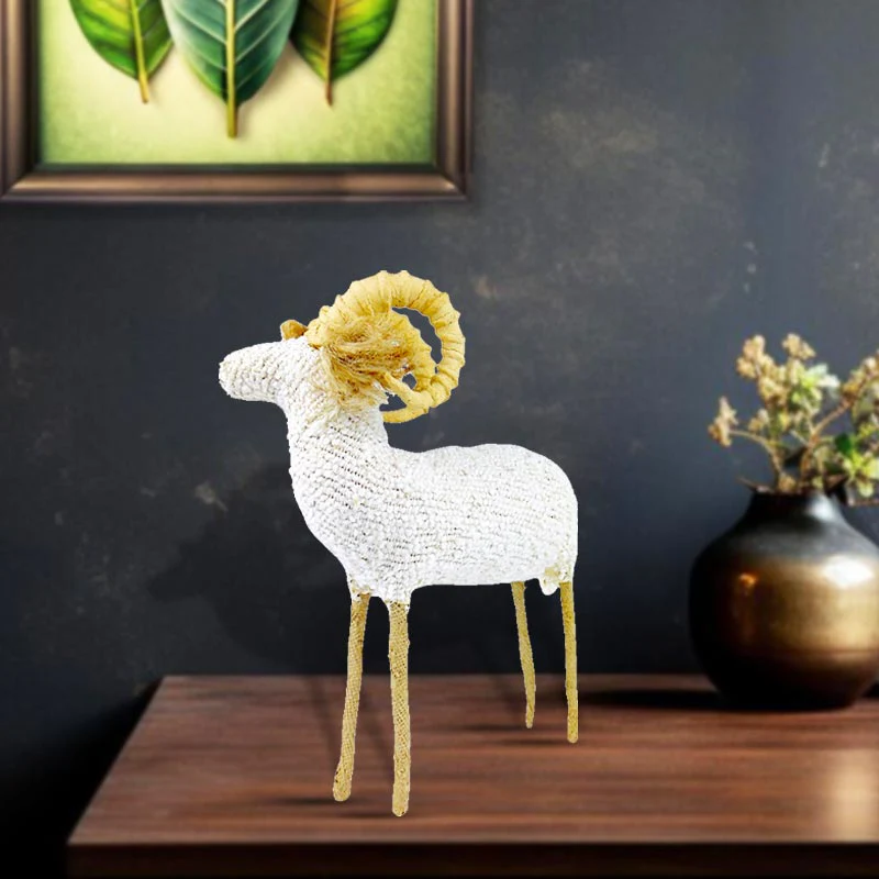 Handmade Rustic Boucle Sheep Decor Quality Crafted Animal Accent for Elegant Home Interiors NEW - Image 3