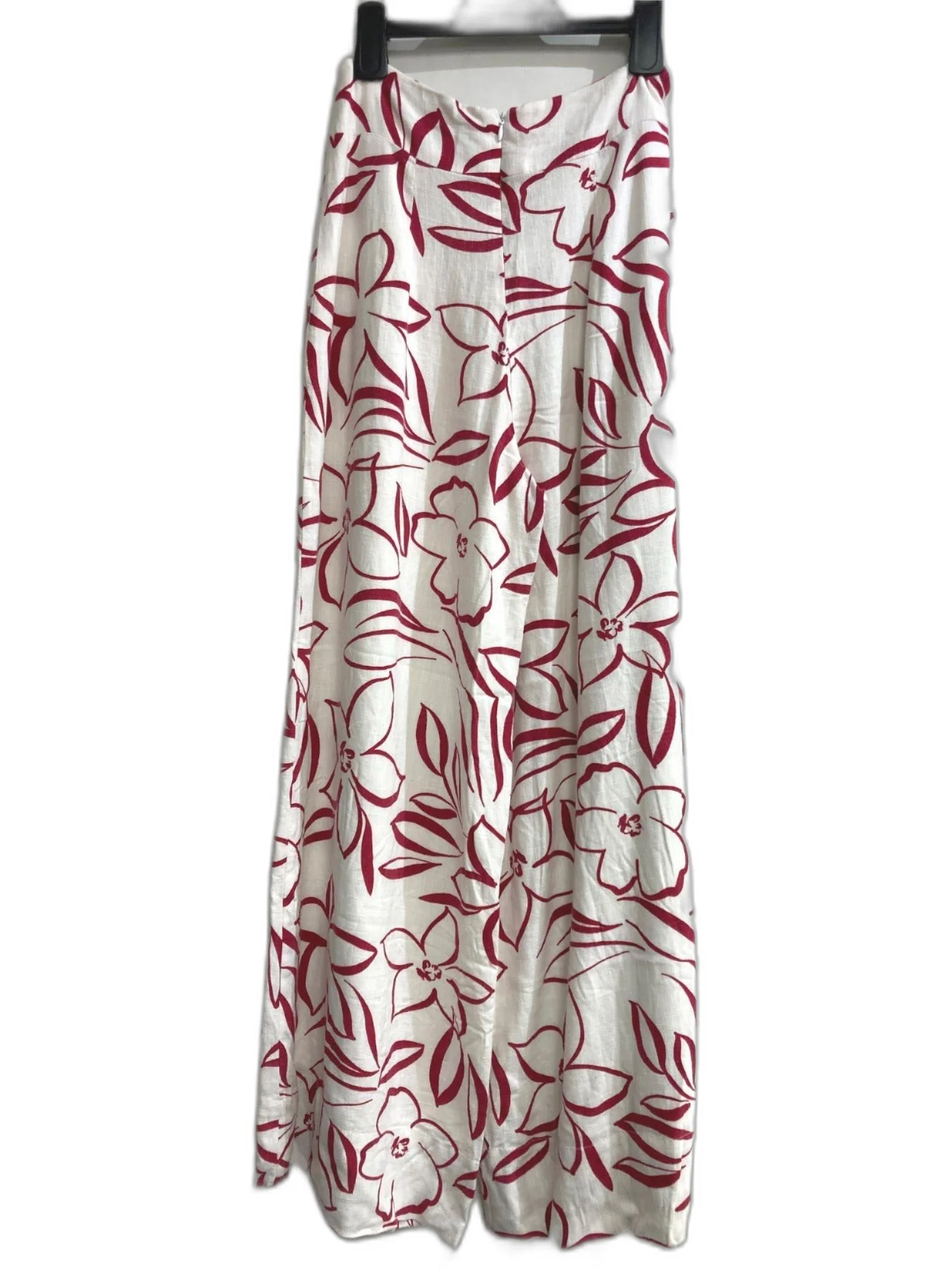 Floral Sketch Pattern Wide Leg Trousers White Ladies Sz 10 *De-Tag NEW - Image 2
