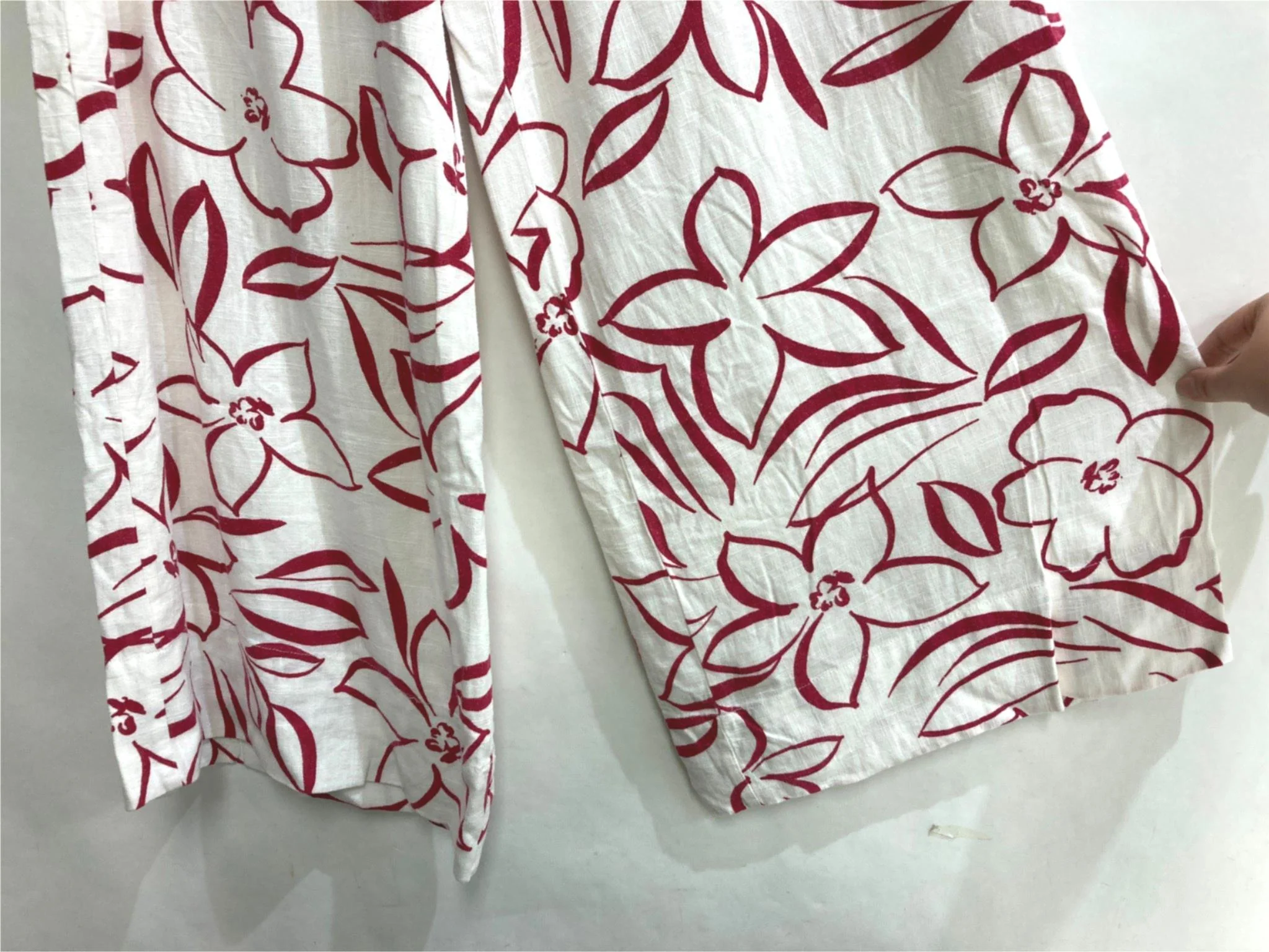 Floral Sketch Pattern Wide Leg Trousers White Ladies Sz 10 *De-Tag NEW - Image 5