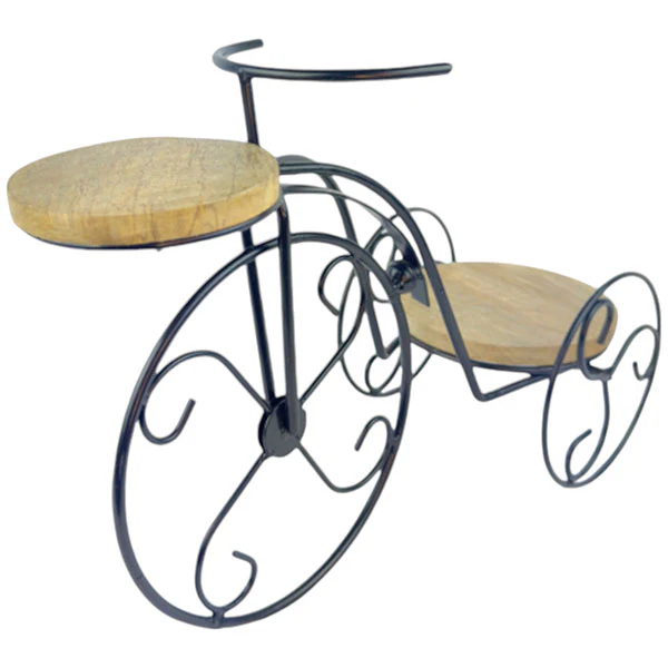 Handcrafted Rustic Elegant Tri Bike Tealight Holder Whimsical Wooden and Iron Table Accent NEW - Image 6