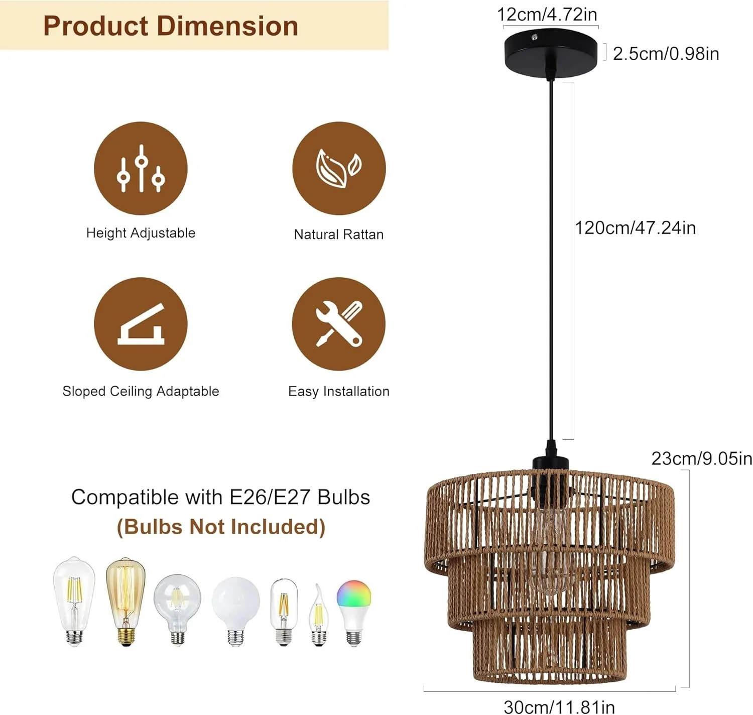 Oninio Boho Chandelier Light Fixture with Woven Rope Lampshade Online Australia - Image 4