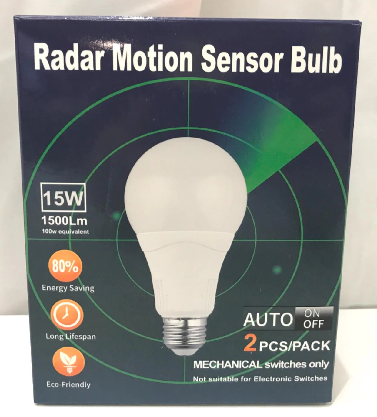 Greenic 2Pcs Led Radar Motion Sensor Bulb E27 15W Mechanical Switch NEW - Image 8