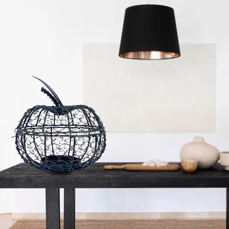 Handcrafted Intricate Wire Apple Tealight Holder with Antique Brass Finish 17x18 cm NEW - Image 3