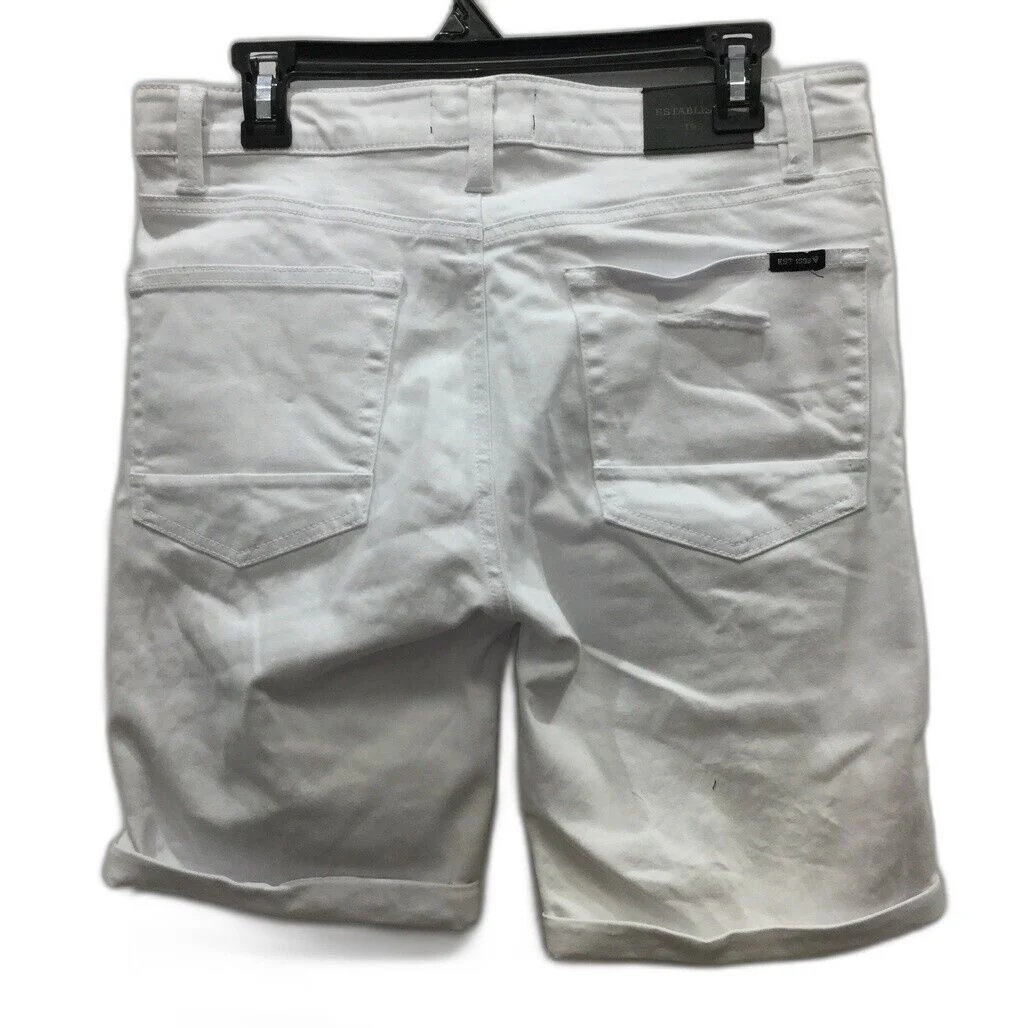 JayJays White Slim Fit Ripped Zip-Up Pocketed Buttoned Shorts Mens Size 32 NEW - Image 2