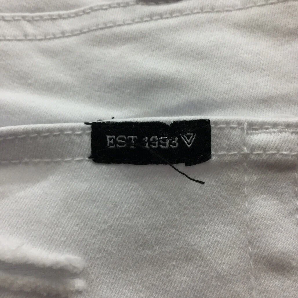 JayJays White Slim Fit Ripped Zip-Up Pocketed Buttoned Shorts Mens Size 32 NEW - Image 3