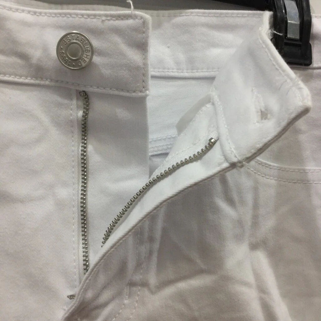 JayJays White Slim Fit Ripped Zip-Up Pocketed Buttoned Shorts Mens Size 32 NEW - Image 4