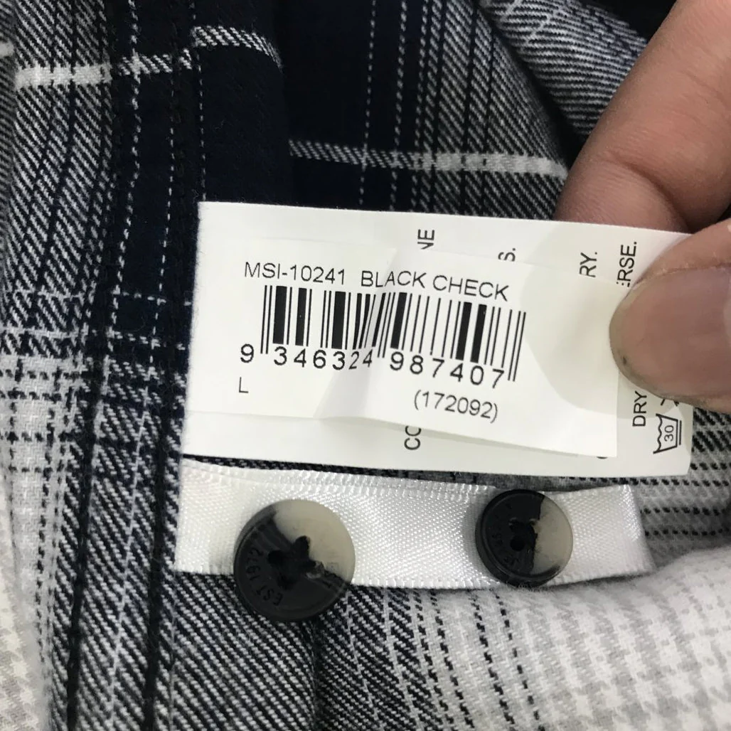 Jeanswest Black & White Check Plaid Long Sleeve Shirt Mens Size Large NEW - Image 6