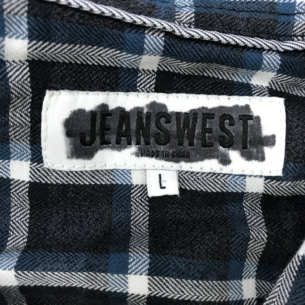 Jeanswest Dark Blue & White Checkered Long Sleeve Button Up Shirt Mens Size L NEW - Image 2
