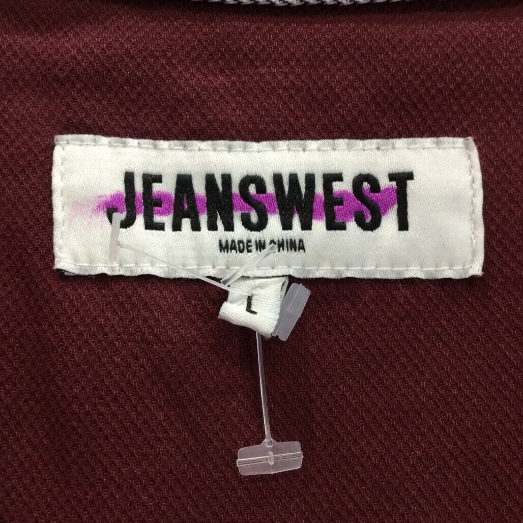 Jeanswest Dark Red Plain Long Sleeve Collared Shirt Button Up Mens Size L NEW - Image 4