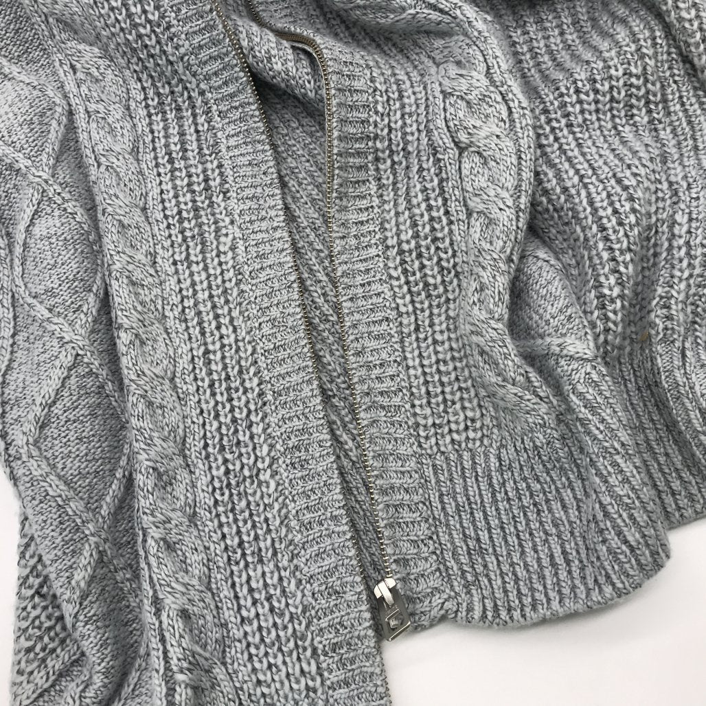 Jeanswest Mens Light Marle Pollock Zip Cable Knit Zip Sweater Size L NEW - Image 4
