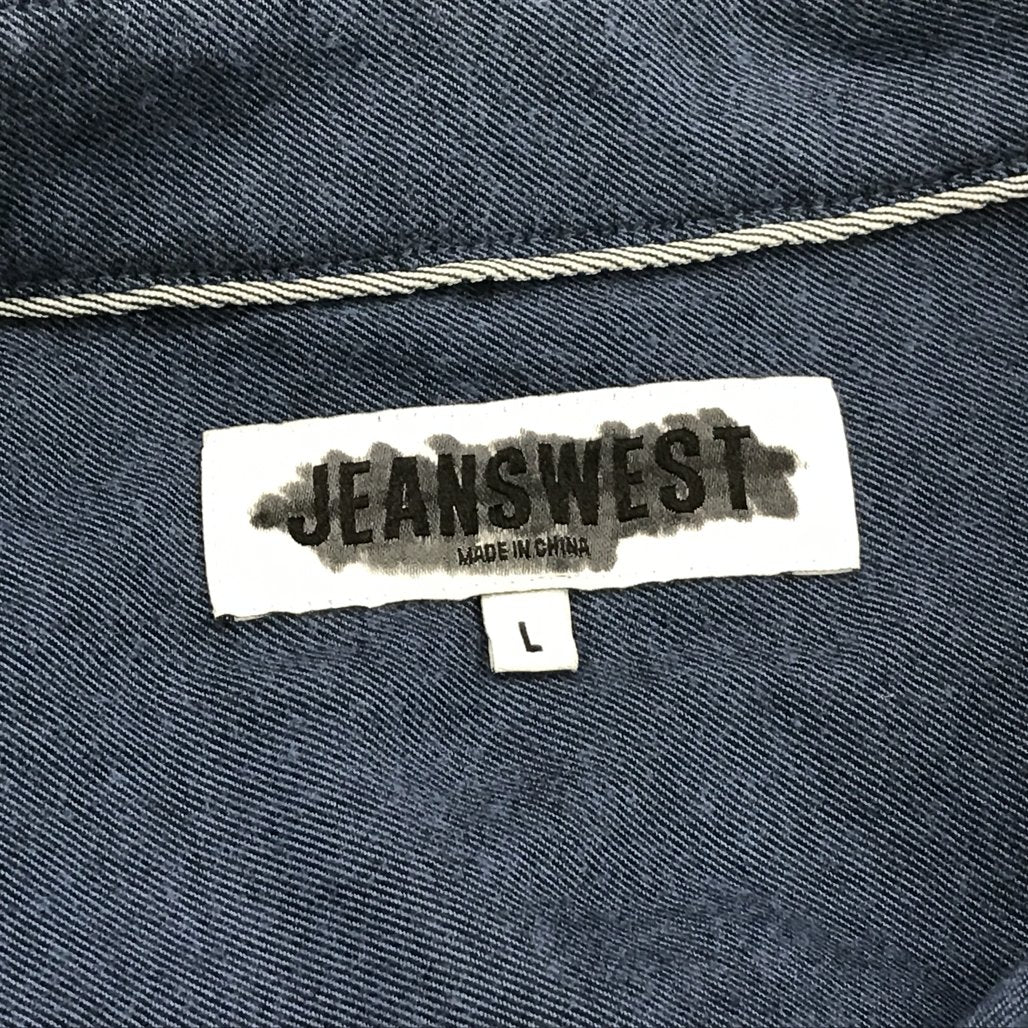 Jeanswest Mens Long Sleeve Denim Blue 100 % Cotton Button Up Shirt Size Large NEW - Image 3