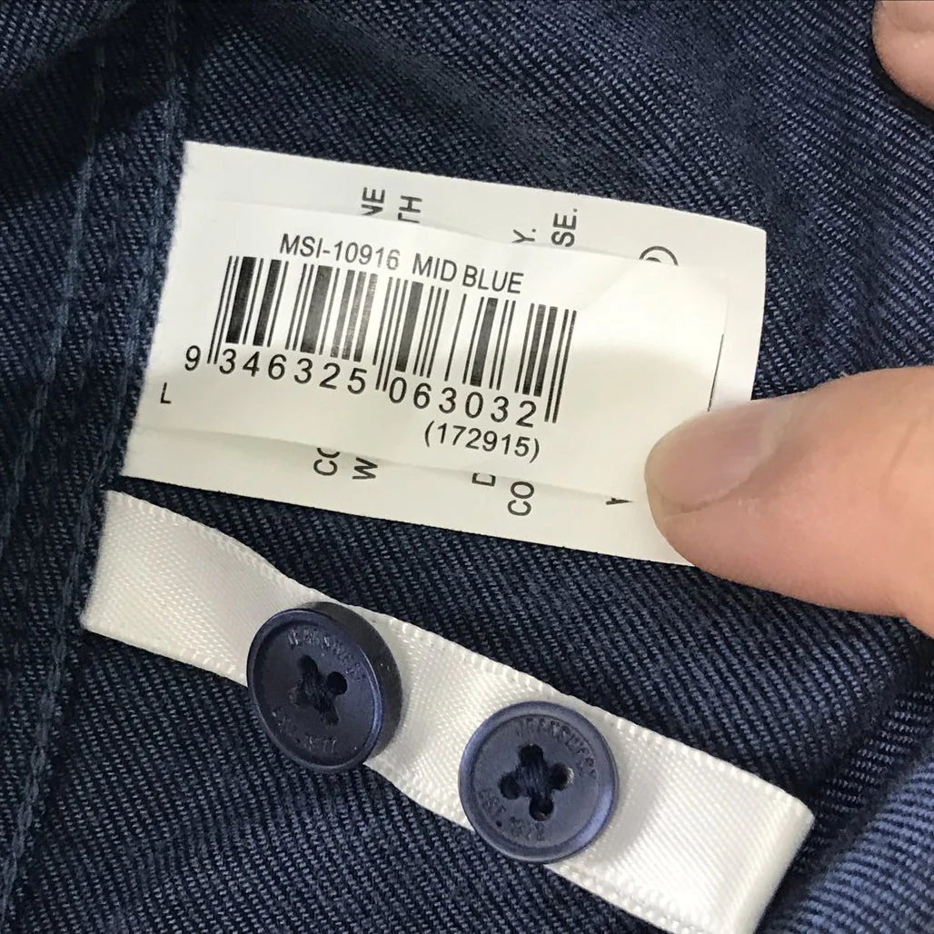 Jeanswest Mens Long Sleeve Denim Blue 100 % Cotton Button Up Shirt Size Large NEW - Image 5