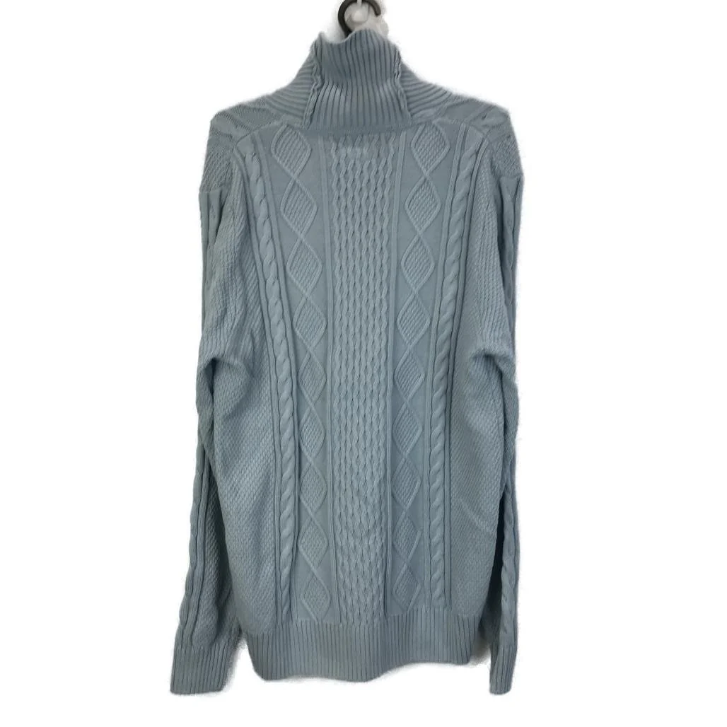 Jeanswest Mens Long Sleeve Polo Sky Blue Patterned Knit Jumper Size Large NEW - Image 2