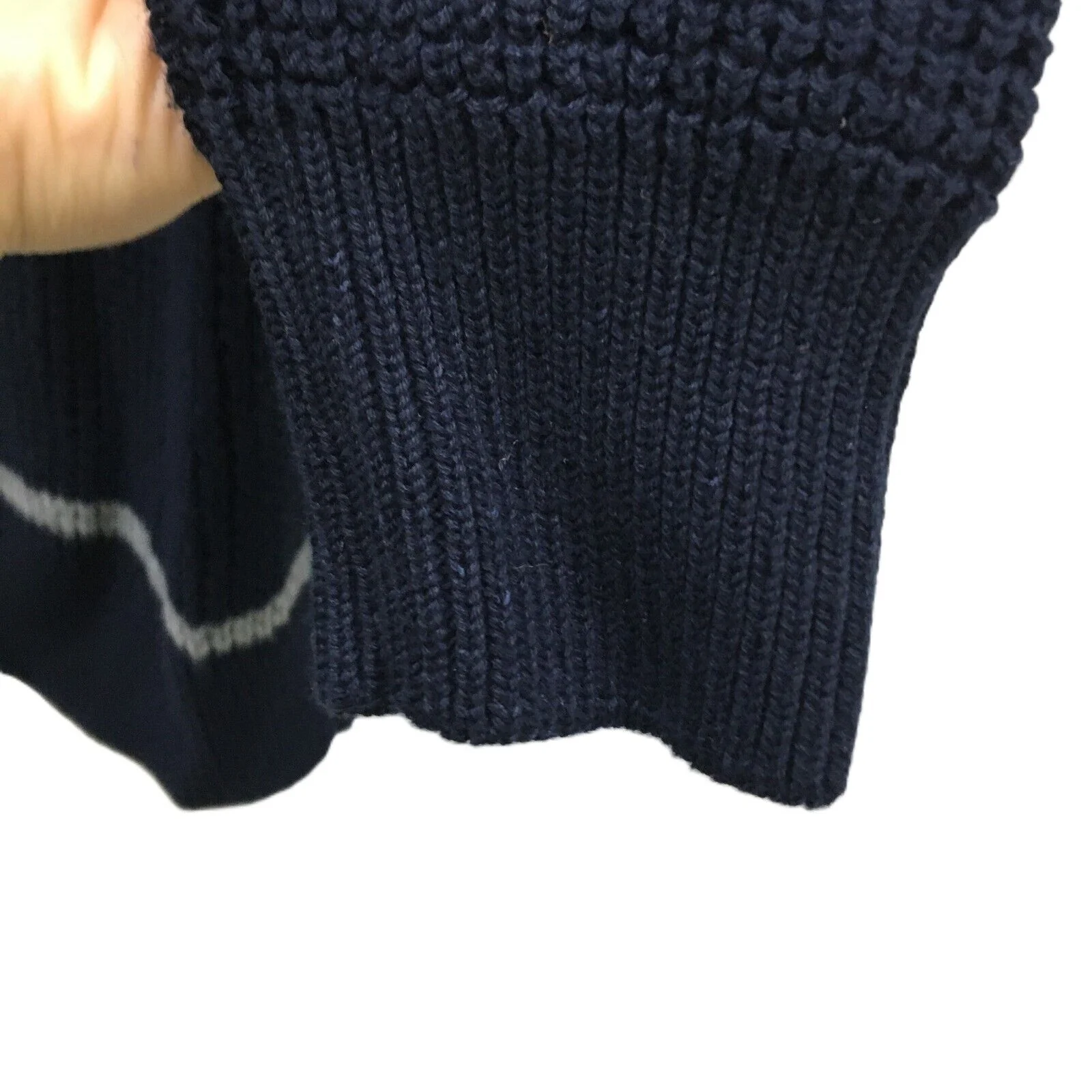 Jeanswest Navy Blue Knitted Striped Casual Comfortable Men Jumper Size L New - Image 4