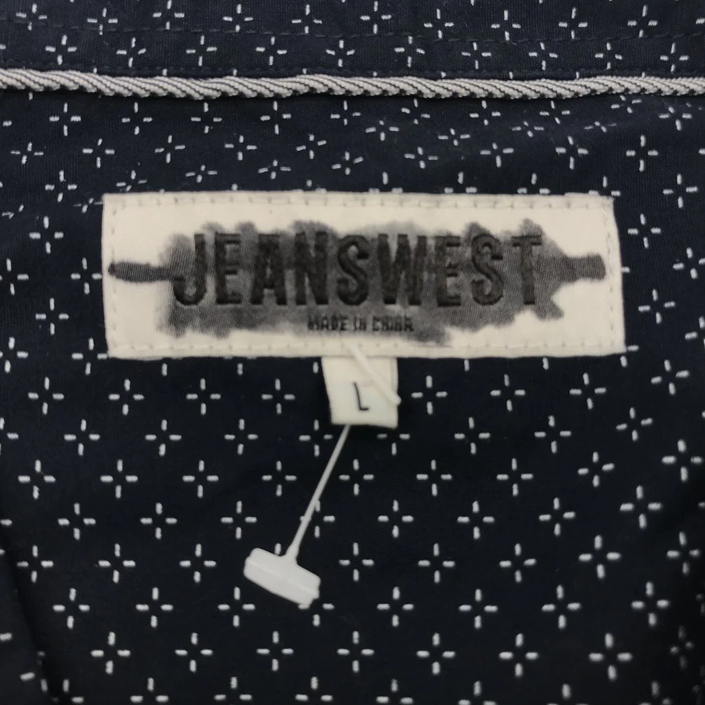 Jeanswest Navy Blue Patterned Long Sleeve Button Up Shirt Mens Size Large NEW - Image 3