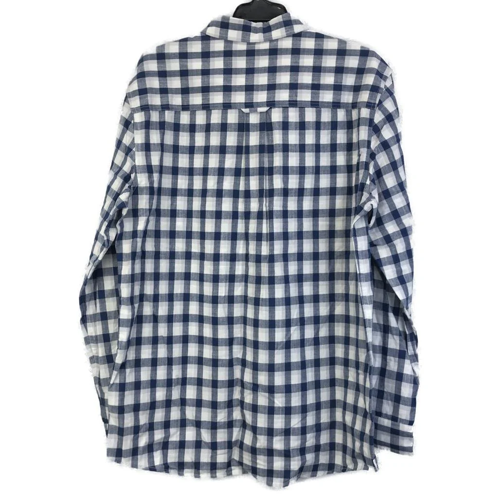 Jeanswest Navy Blue & White Checkered Long Sleeve Button Up Shirt Mens Size L NEW - Image 2