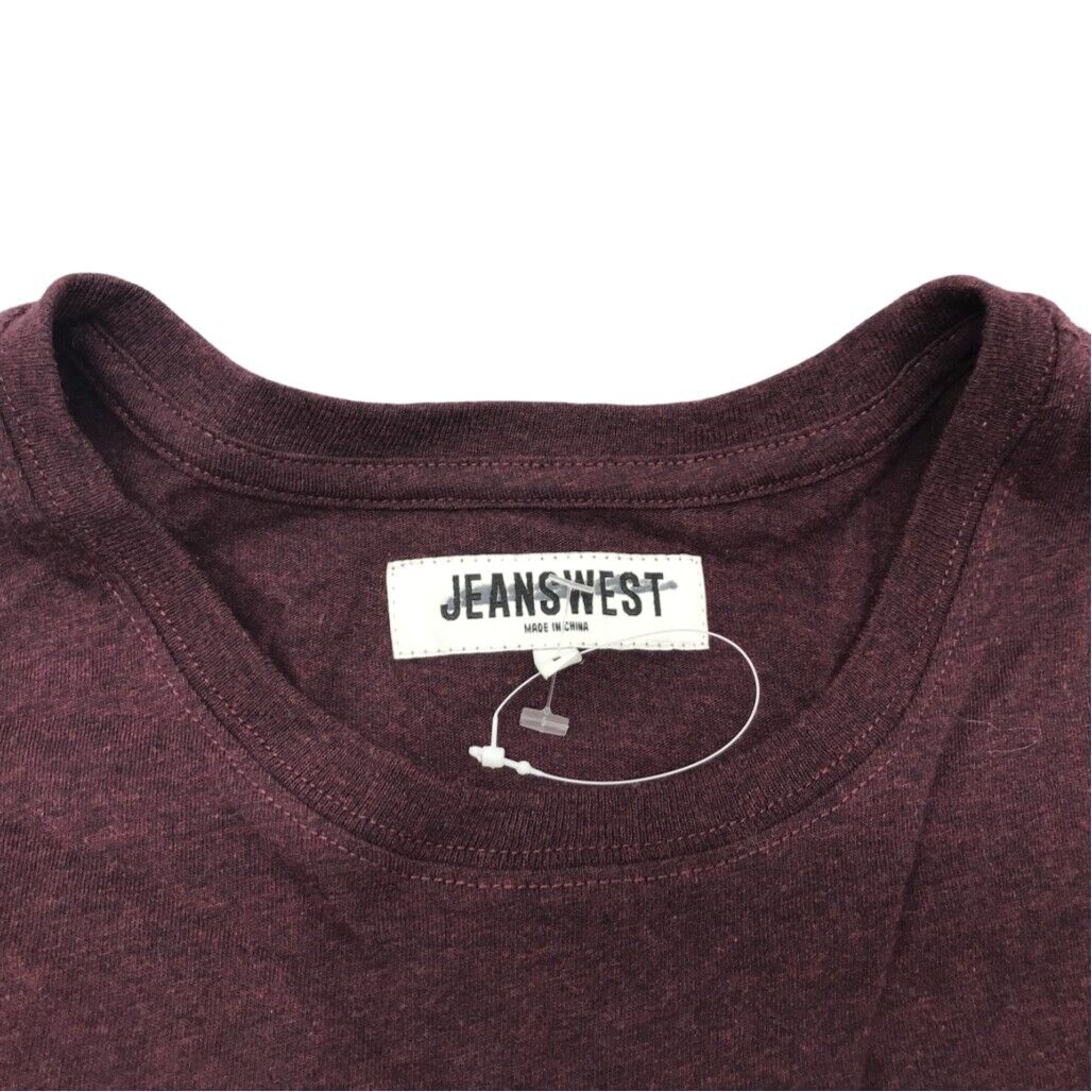 Jeanswest S/Sleeve Block Graphic Print Maroon Cotton Tee Mens Size Large NEW - Image 4