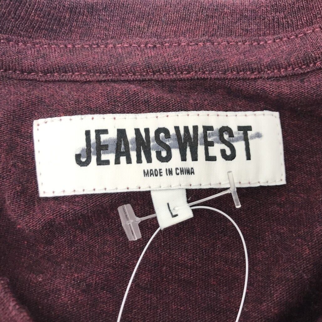 Jeanswest S/Sleeve Block Graphic Print Maroon Cotton Tee Mens Size Large NEW - Image 5