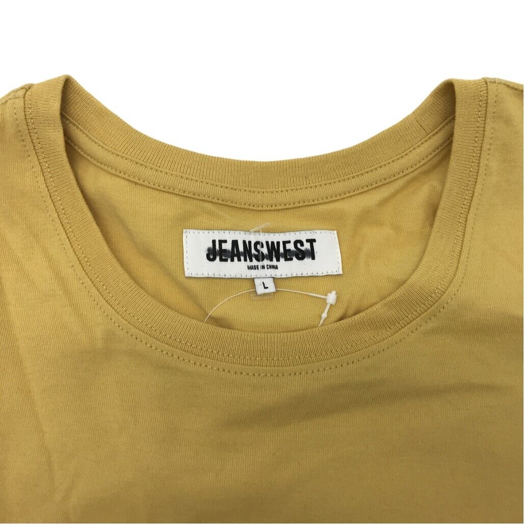 JEANSWEST S/Sleeve Brent Graphic Print Yellow Cotton T-shirt Mens Size Large NEW - Image 4