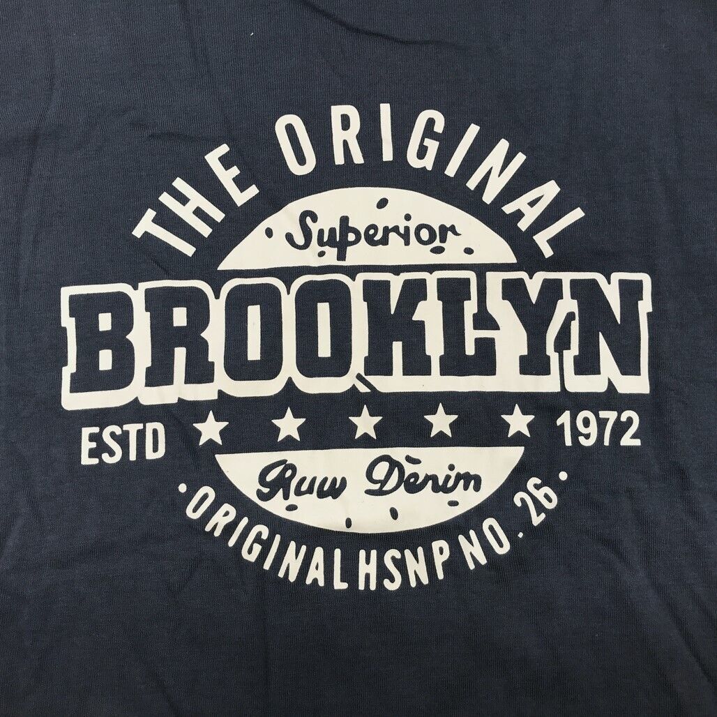 JEANSWEST S/Sleeve Brooklyn Graphic Print Blue Cotton Tee Mens Size Large NEW - Image 3