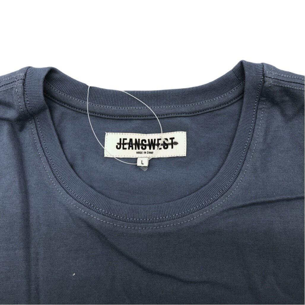 JEANSWEST S/Sleeve Brooklyn Graphic Print Blue Cotton Tee Mens Size Large NEW - Image 4