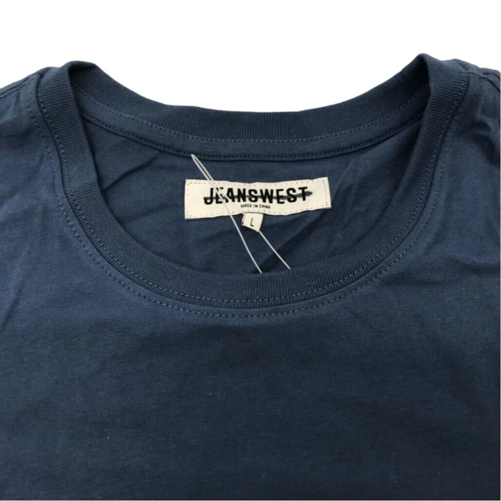 JEANSWEST S/Sleeve Leo Graphic Print Blue Cotton T-shirt Mens Size Large NEW - Image 4