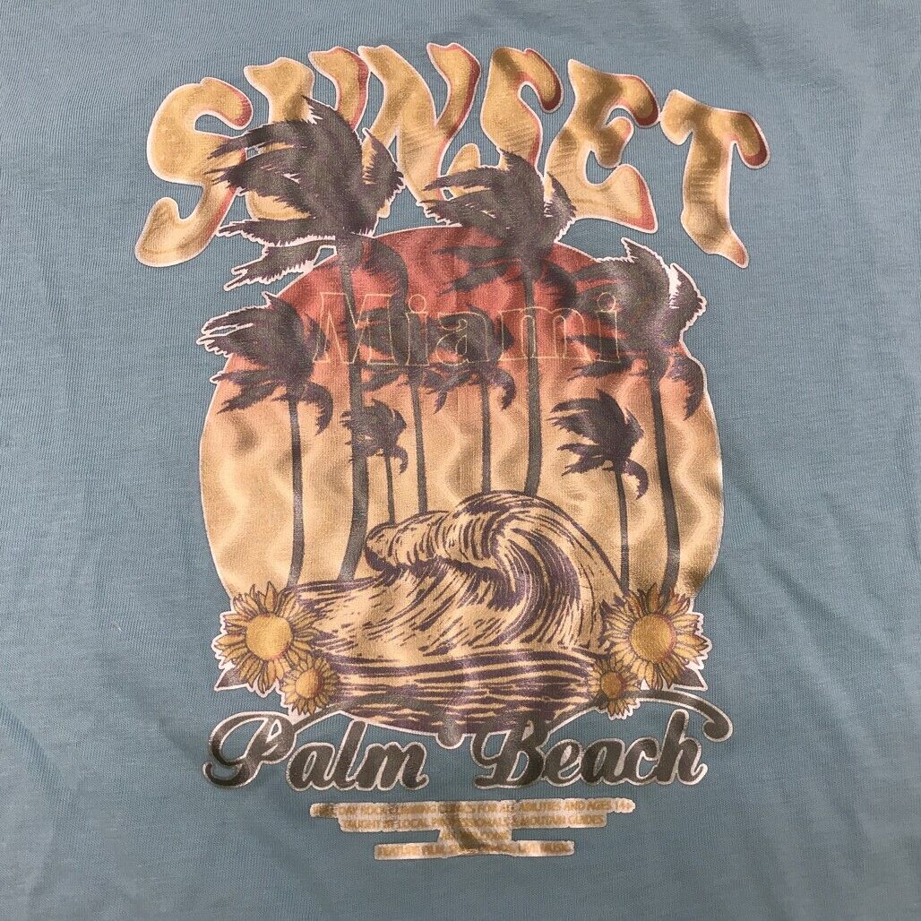 Jeanswest S/Sleeve Sunset Graphic Print Blue Cotton T-shirt Mens Size Large NEW - Image 3