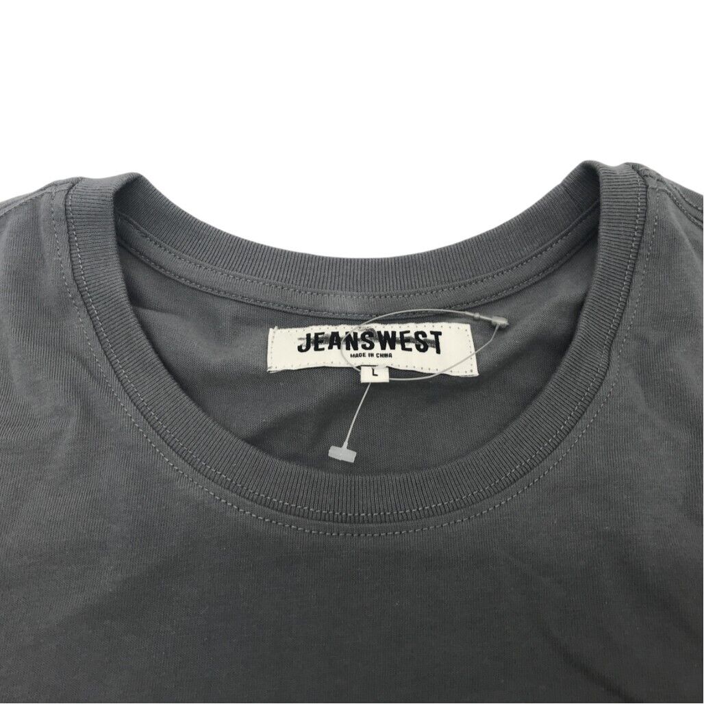 JEANSWEST S/Sleeve Warren Graphic Print Grey Cotton T-Shirt Mens Size Large NEW - Image 4