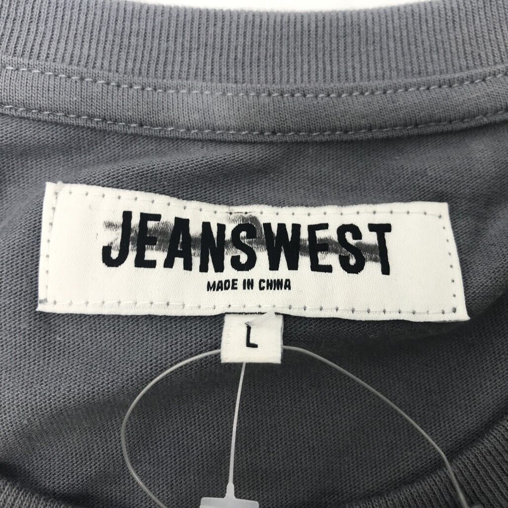 JEANSWEST S/Sleeve Warren Graphic Print Grey Cotton T-Shirt Mens Size Large NEW - Image 5
