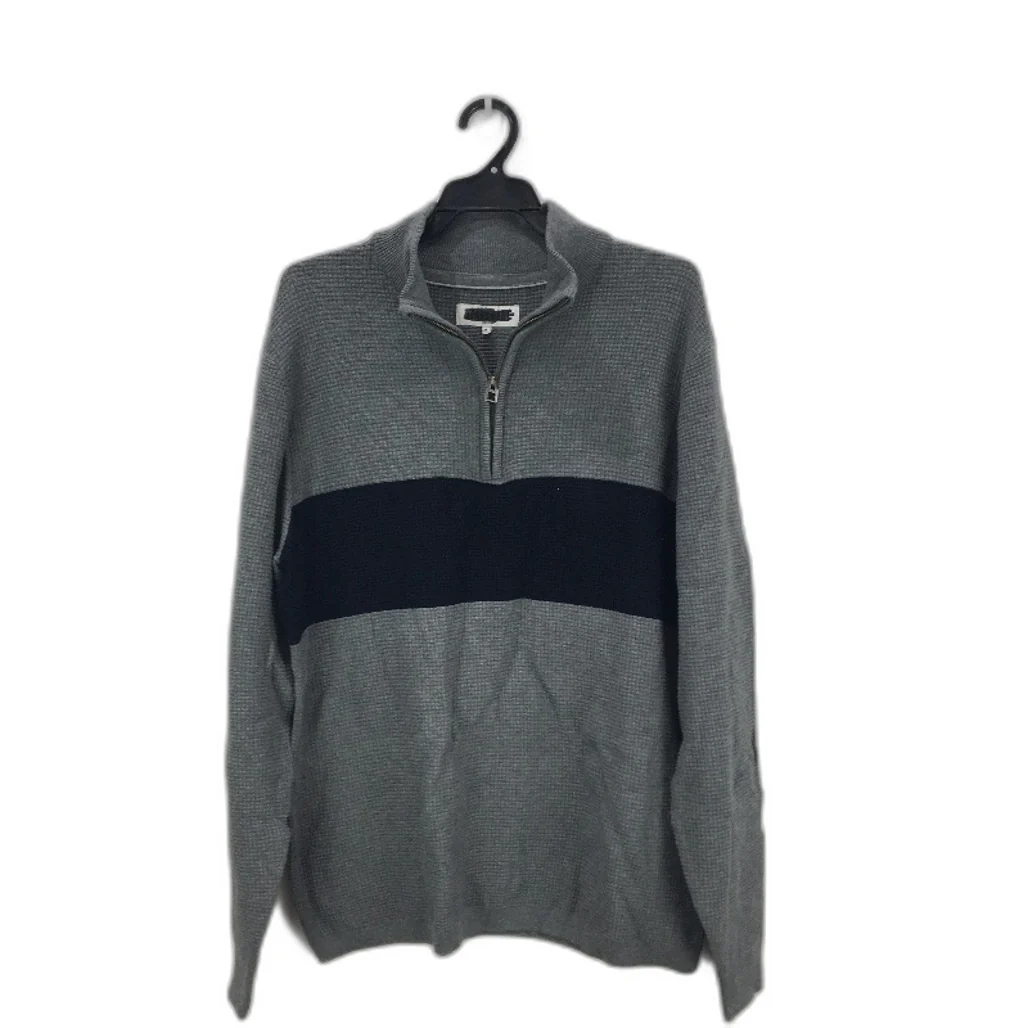 Jeanwest Mens Dark Grey Waffle Soft Zipper Long Sleeve Jumper Size M NEW