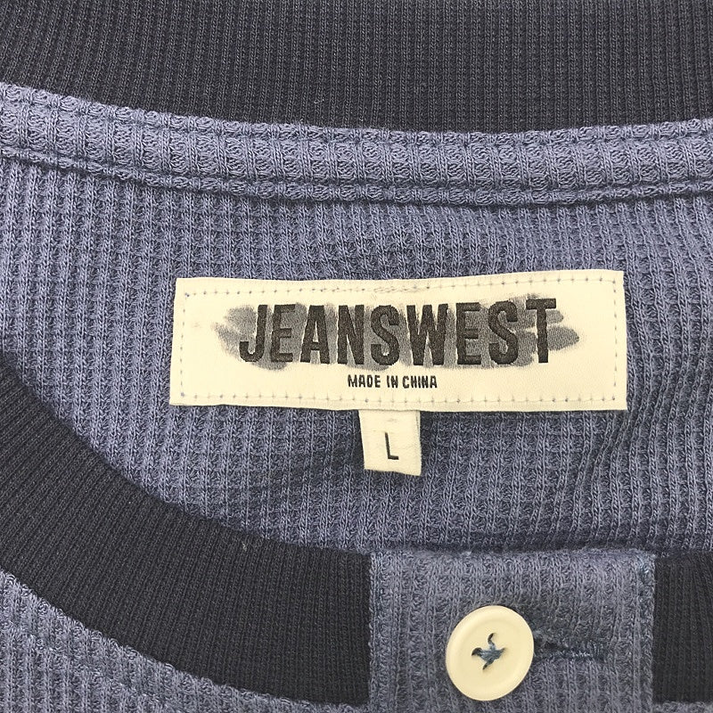 Jeanwest Mens Waffle Textured Long Sleeve Blue Button Shirt Size L NEW - Image 2