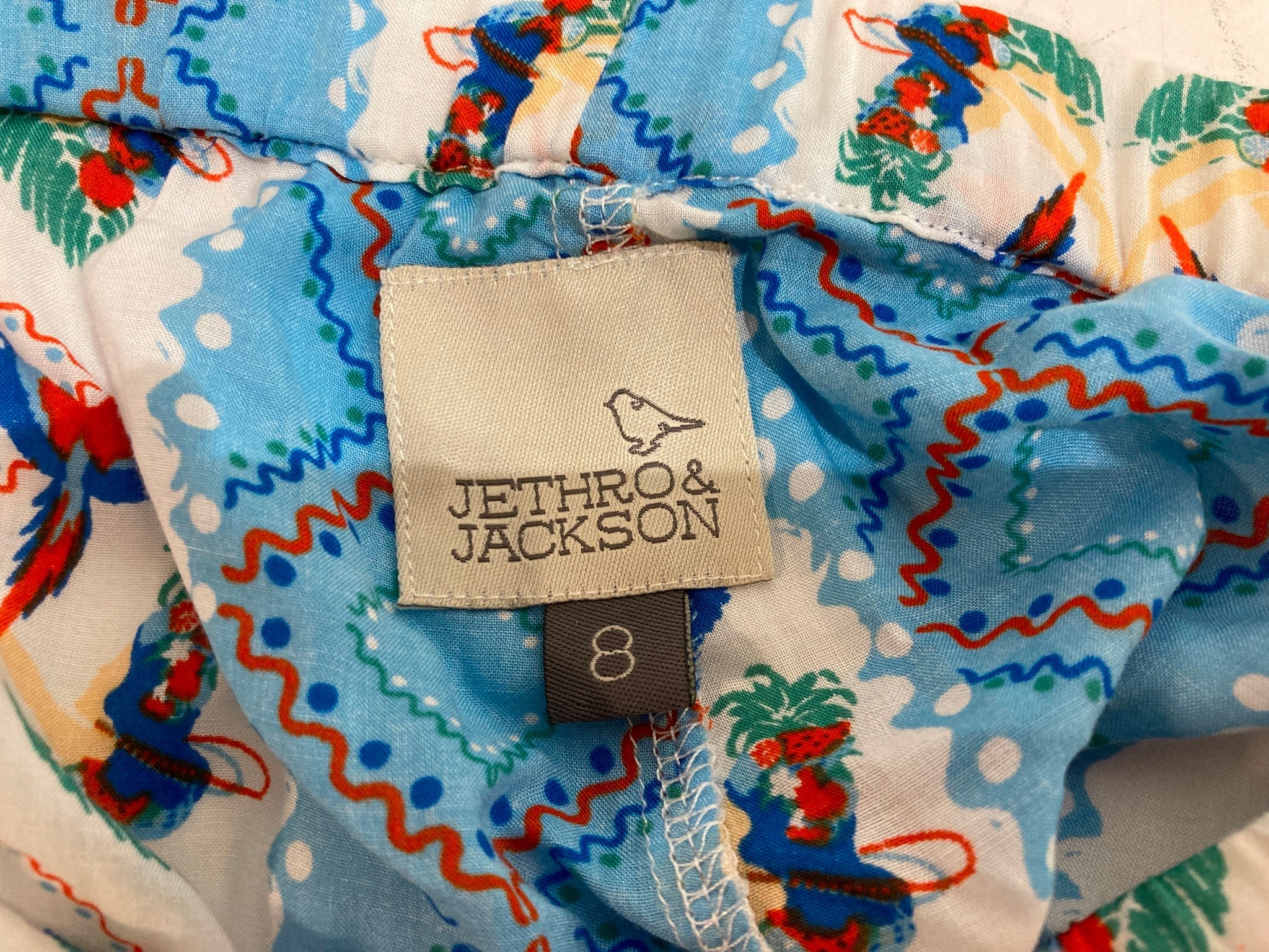 Jethro & Jackson Tropical Birds Sleep Shorts Blue Ladies Sz 8 - Image 3