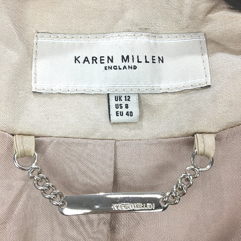 Karen Millen Beige Tan Cropped Coat Blazer Ladies Size UK12 NEW - Image 3