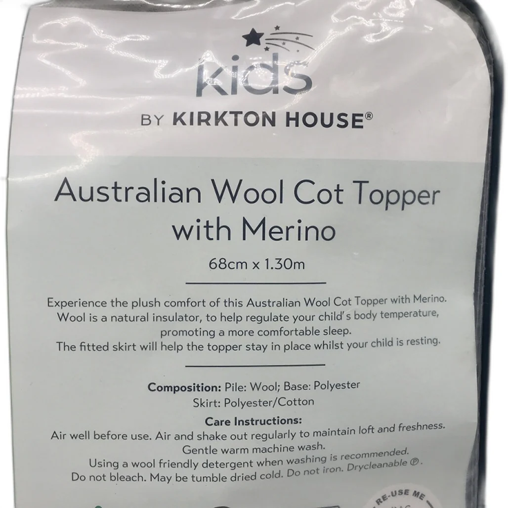 Kids Kirkton House Australian Wool Cot Topper with Merino NEW - Image 5