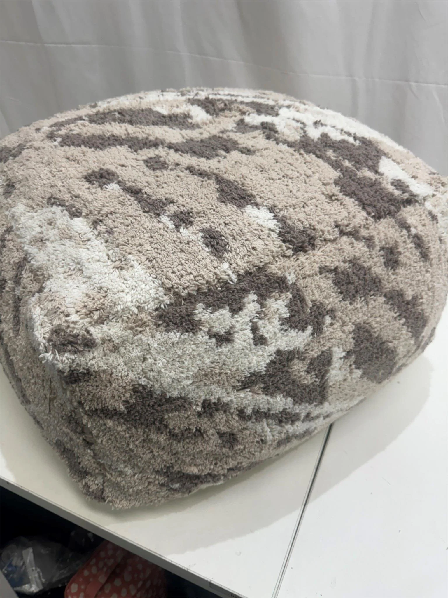 Kirkton House Cotton Blend Neutral Toned Patterned Tufted Ottoman NEW - Image 3