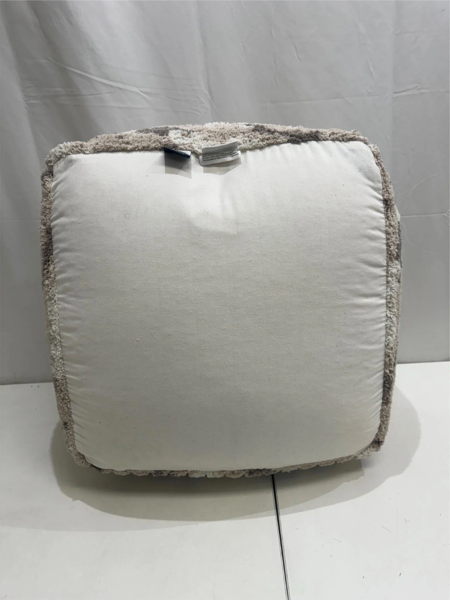 Kirkton House Cotton Blend Neutral Toned Patterned Tufted Ottoman NEW - Image 4
