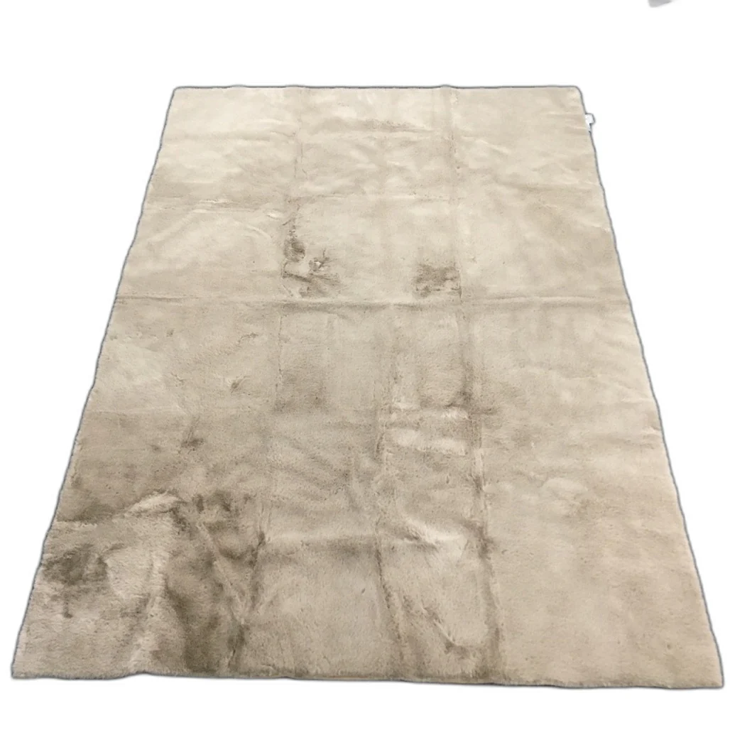 Kirkton House Faux Rabbit Fur Plush Taupe Tan Floor Rug NEW - Image 2