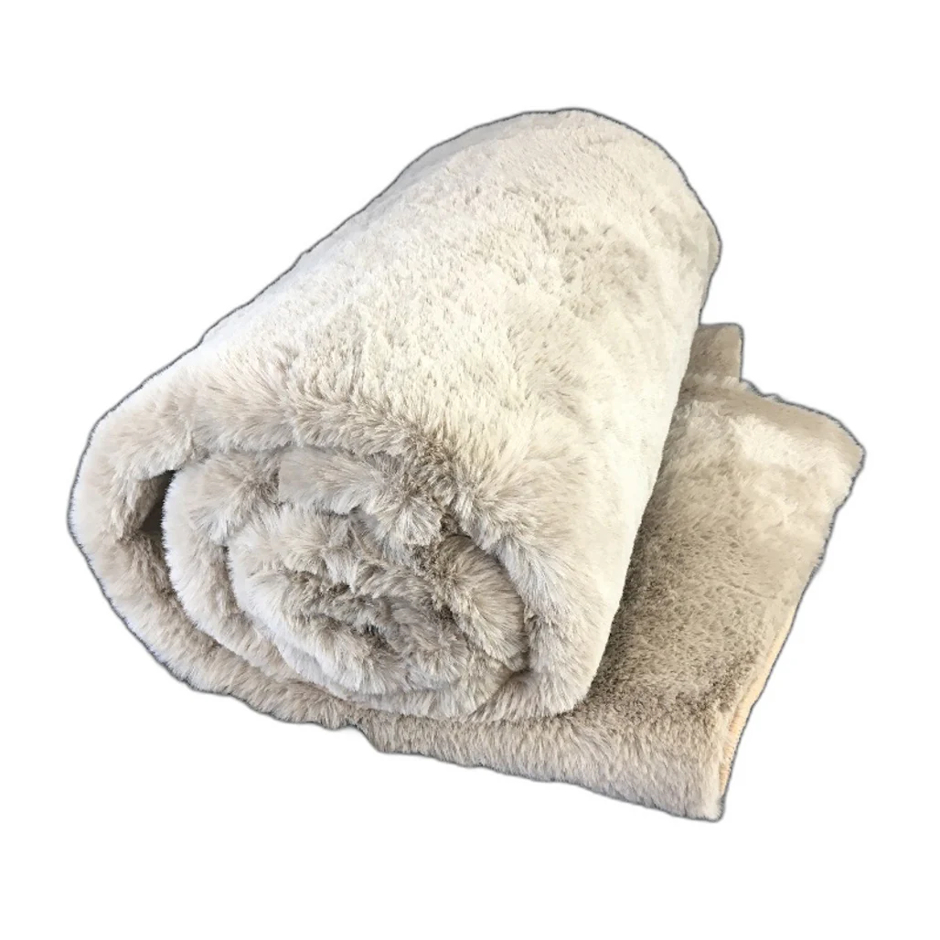 Kirkton House Faux Rabbit Fur Plush Taupe Tan Floor Rug NEW - Image 3