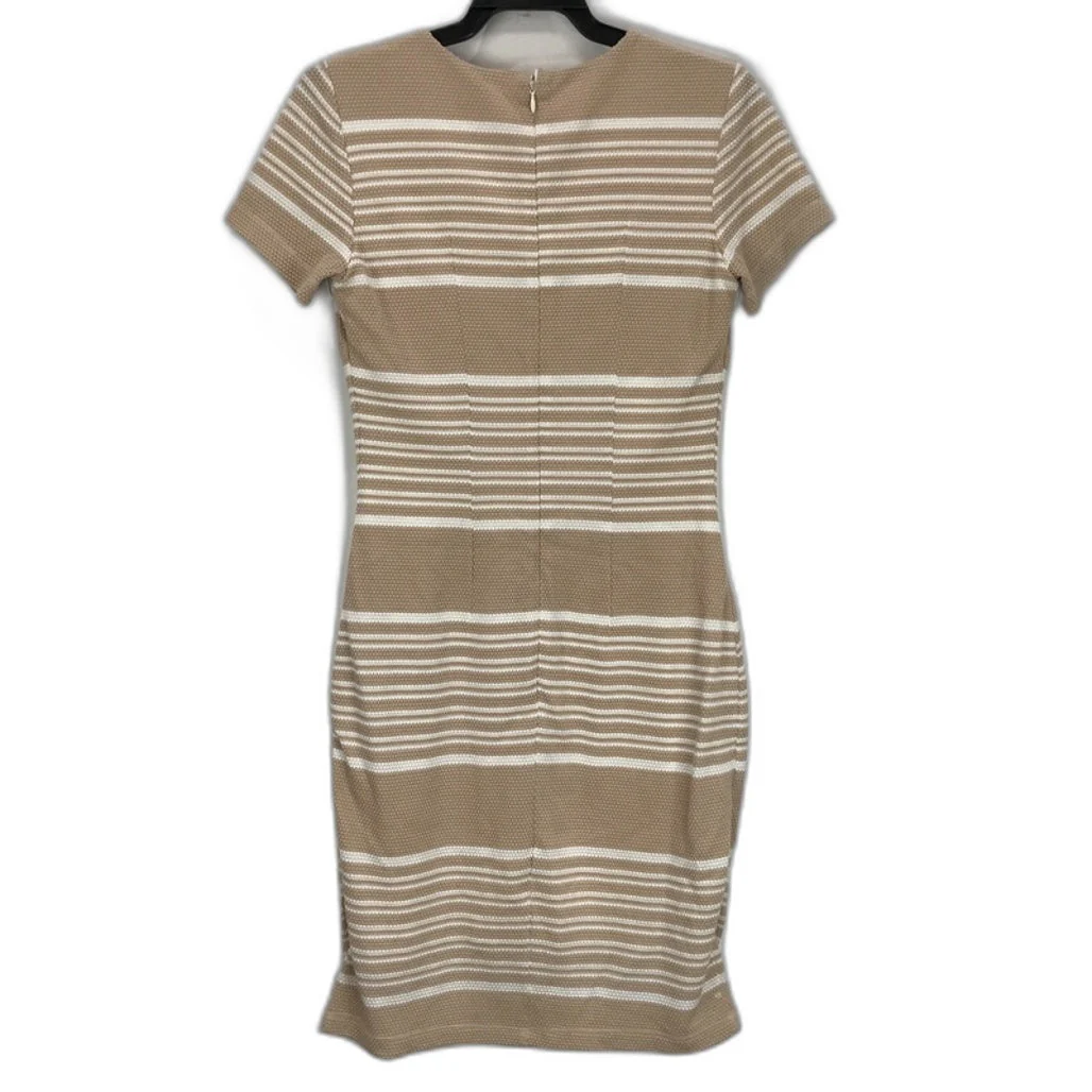 Kookai Beige & White Striped Short Sleeve Bodycon Mini Dress Zip Back Ladies Sz 40 NEW - Image 2