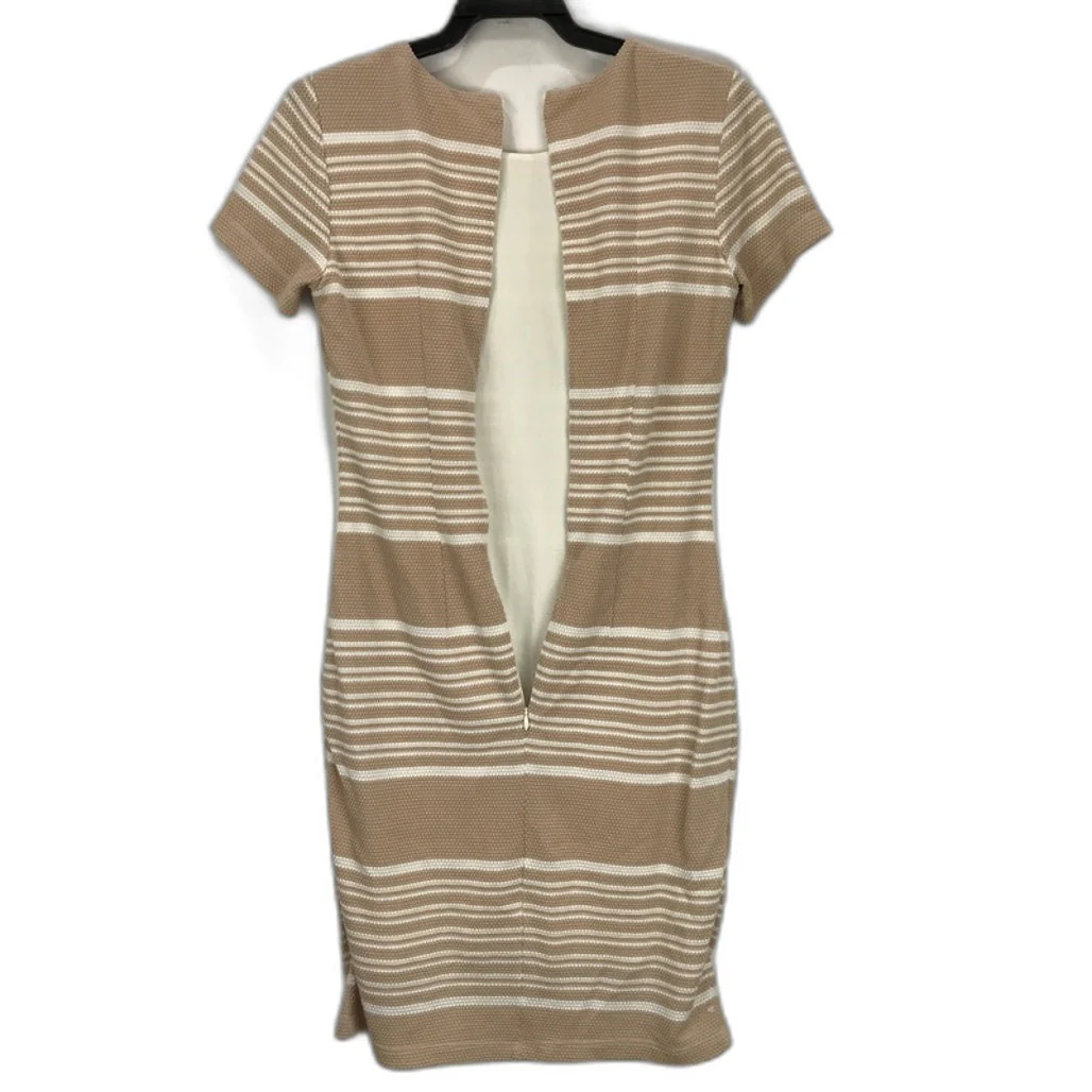 Kookai Beige & White Striped Short Sleeve Bodycon Mini Dress Zip Back Ladies Sz 40 NEW - Image 4