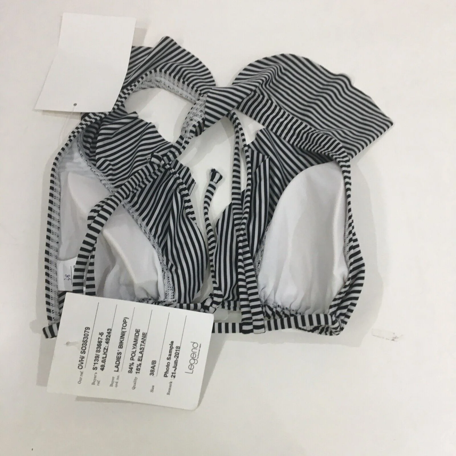 Legend the Swimwear Woman Frilled Striped Back Bikini Beach Top Size 38 NEW - Image 3