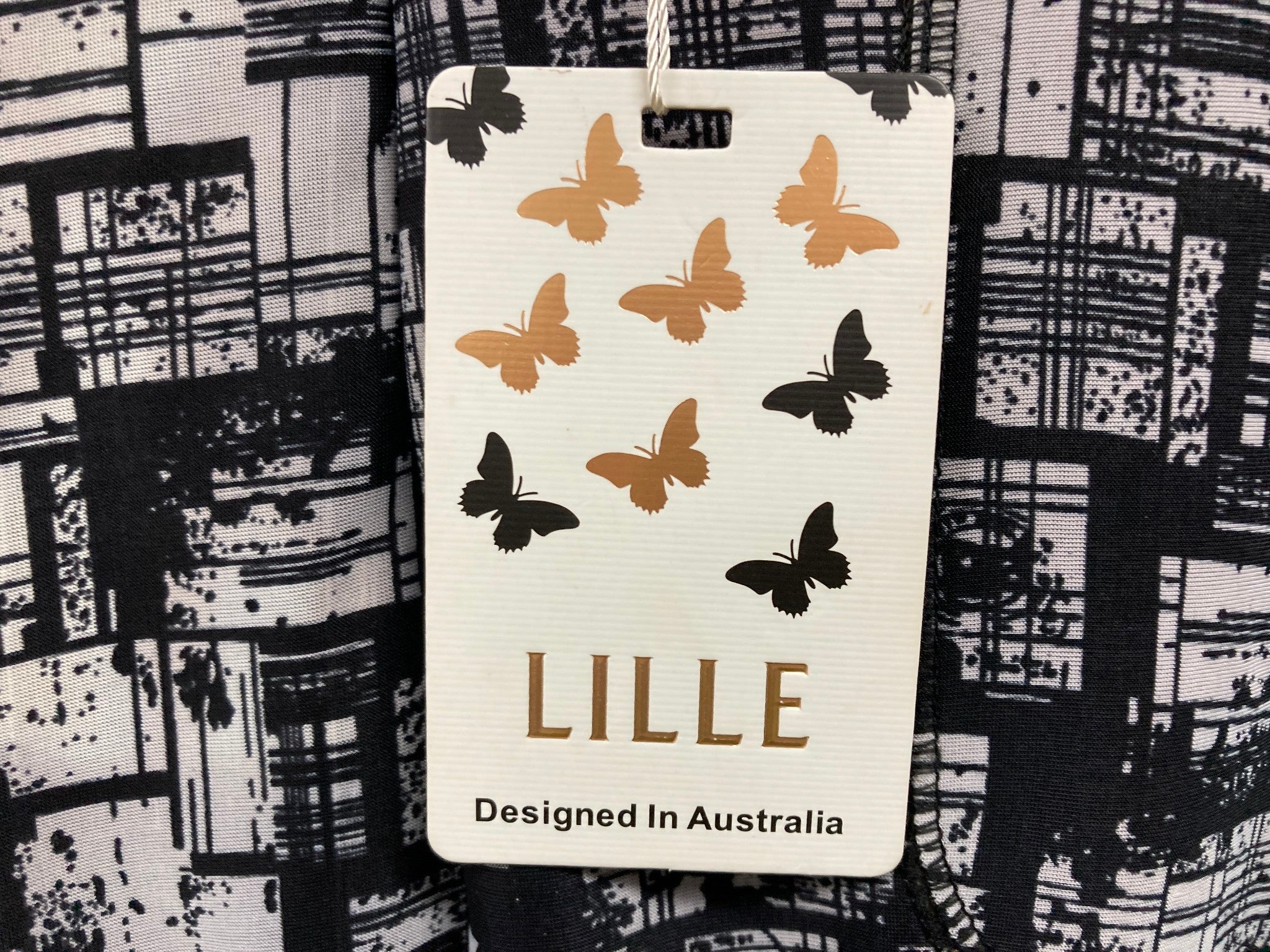 Lille Fleece Lined Geo-Patterned Fitted Leggings Black Ladies Sz M NEW - Image 4