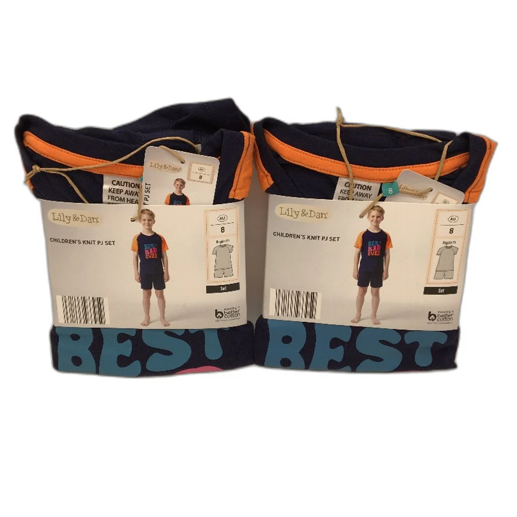 Lily & Dan Twin Pack "Best Kid Ever" Childrens PJ Set Boys Size 8 NEW - Image 2