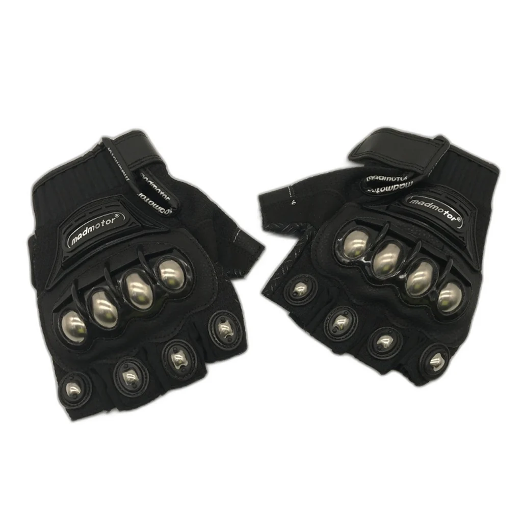 Madmotor Black Armour Motorcycle Fingerless Gloves Size XL NEW