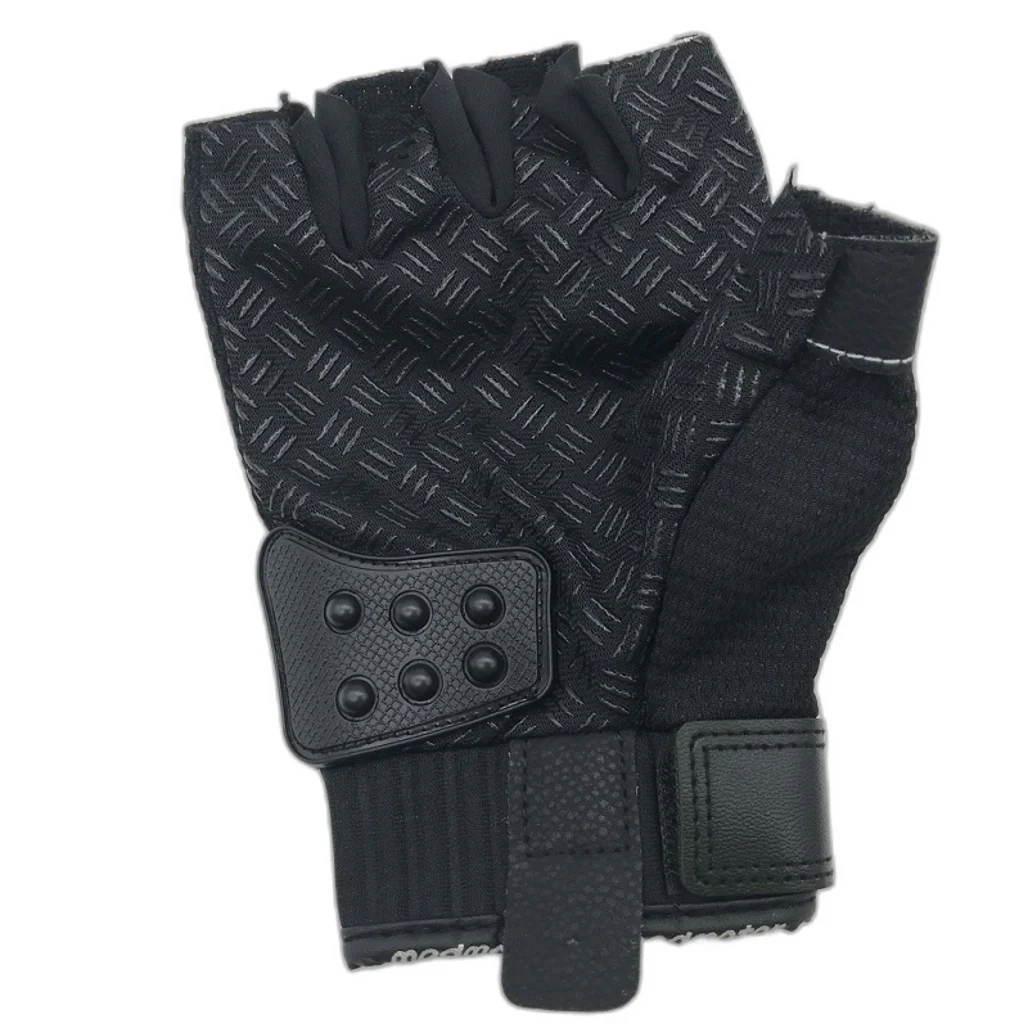 Madmotor Black Armour Motorcycle Fingerless Gloves Size XL NEW - Image 2