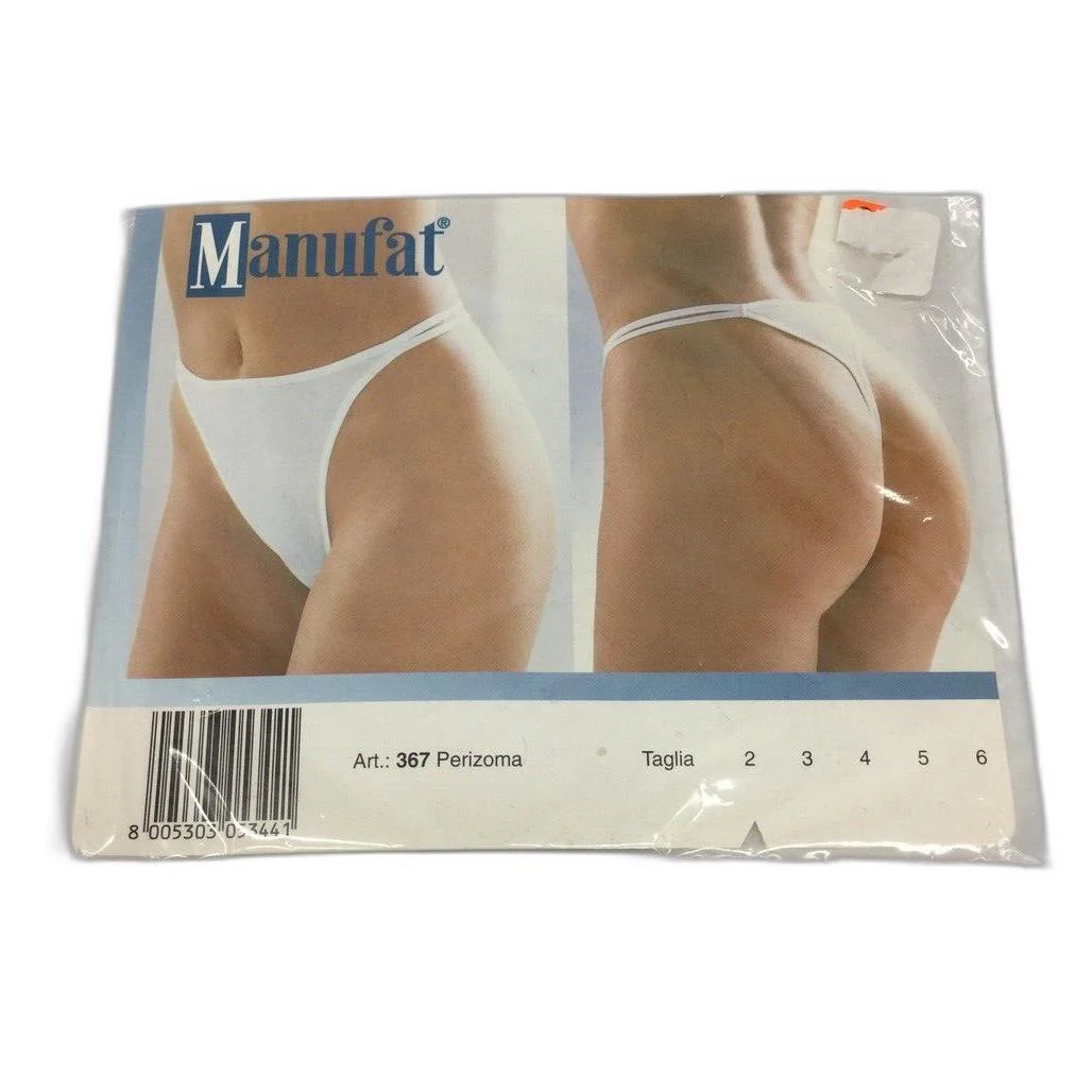 Manufat Black Cotton String Thong Perizoma Underwear Ladies Size I2 / Medium NEW - Image 3