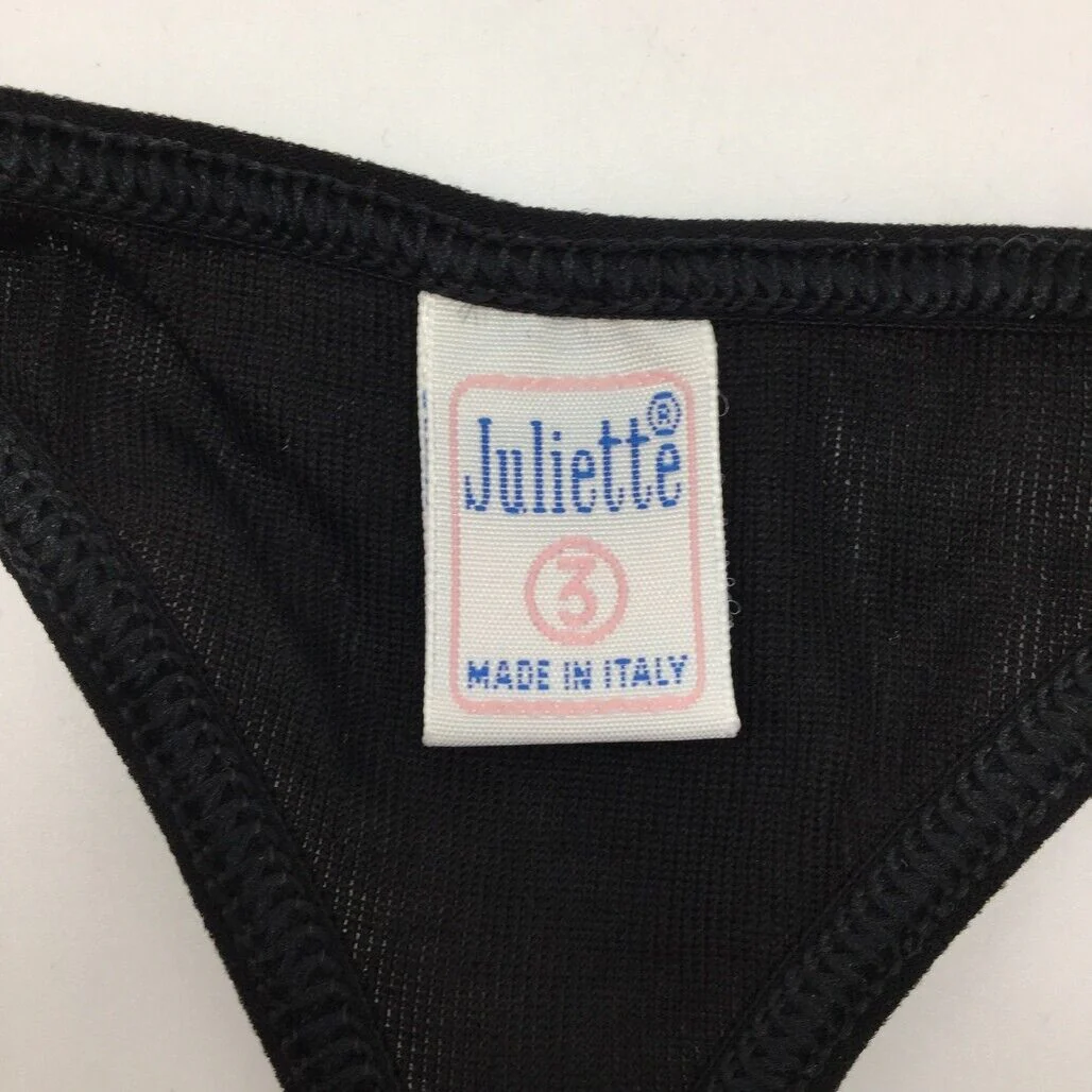 Manufat Black Cotton String Thong Perizoma Underwear Ladies Size I3 / Large NEW - Image 6